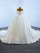 Ball Gown Tulle Sequins Long Sleeve Off the Shoulder Wedding Dress